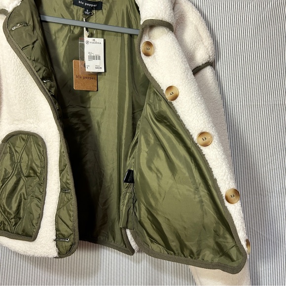 Blu Pepper White and Green Teddy Jacket - Picture 7 of 8